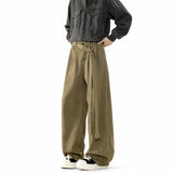 Belt Suit Pants Men Oversized Society Mens Black Dress Pants Korean Loose Wide Leg Pants Mens Office Formal Trousers M-3XL