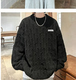 Autumn and winter high street men and women Korean style trend lazy style round neck sweater couple loose retro casual knitted