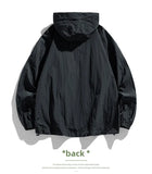 UPF50+Men's Hooded Windbreaker Sunscreen Jacket - Ultra Light Summer Zipper Pocket Elastic Cuffs  Suitable for Outdoor Hiking