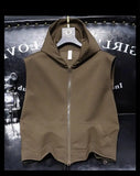 American Vintage  Simple Waistcoat Large-size Casual Loose Sleeveless Hooded Vest Men's Spring Autumn Versatile Vest Jacket Chic