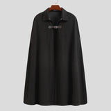 Fashion Men Cloak Coats Lapel Solid Color One Button Cape Trench Streetwear Casual Male Overcoats Ponchose S-5XL