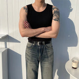 Summer New Men's Solid Color Sleeveless Stretch Vest Casual Fashion Simple Slim Trend All-match Gym Sports Men's Camisoles