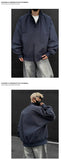 Jacket Mens Casual Jacket Solid Stand Collar Loose Fit Zipper Autumn Coat Ribbed Cuffs Relaxed Outerwear