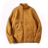 American Warm Fleece Sweatshirt Imitation Lamb Velvet Coat Korean Autumn Winter Men's Thickened Simple Zipper Up Lapel Jacket