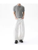 New Trendy Jacquarded Men Polo Shirt Light Luxury Casual Business Solid Color Knitted Short Sleeve T-shirt Fashion Stretchy Tops