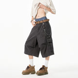 Mens Cropped Casual Pants Loose New Cotton Cargo Multi Pocket Workwear Summer Outdoor Utility Stretch Comfort Relaxed Fit