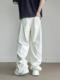New Men's Cotton White Non-stretch Straight Baggy Jeans Streetwear Fashion Casual Denim Pants Hip Hop Trendy Male Trousers