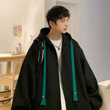 Autumn Hoodies Men's Plaid Solid Color Loose Korean Cardigan Sweatershirt Harajuku Long-sleeved Zipper Casual Hoodie Jacket