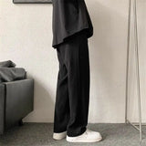 Black Suit Pants Men Fashion Society Mens Dress Pants Korean Loose Brown Straight Casual Pants Mens Office Formal Trousers S-3XL