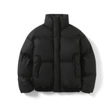 Winter Thick Warm Cotton Padde Jacket Men Stand Collar Daily Casual All-match Parka Outwear Coats Men's Clothing Black/Camel