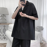 Summer Short Sleeved Shirt Men Society Mens Black Formal Dress Shirt Korean White Casual Shirt Mens Pullover Shirts Plus Size