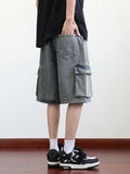 Summer Denim Cargo Shorts Men Flap Pockets Wide Leg Baggy Jeans Shorts Big Size 8XL 7XL 6XL Loose Fit Straight Jean Short Male