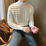 New Luxury Jacquard Men Sweater  Casual British Style Slim-fit Knitted Long Sleeve Pullover Fashion Leisure Basic Knitwear M-3XL