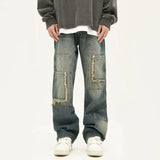 American High Street Trendy Men and Women Trendy Personalized Straight Tube Washed Jeans Couple Loose Retro Casual Pants y2k