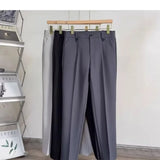 Autumn Men's Suit Pants Hong Kong Style Ins Trendy Straight-leg Slimming Cropped Pants Casual Trendy Draped Western Trousers