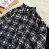 Plaid Shirts Men Preppy Summer Thin Harajuku Breath Baggy Korean Fashion Vintage Clothes Camisas De Hombre Handsome All-match