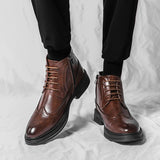 Men's formal Chelsea ankle boots fashion black Brugge natural leather wedding shoes men's office shoes