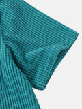 Summer Clothing Men's Luxury Corduroy Plaid Short Sleeve Shirts Casual Streetwear Button-down Solid Color Breathable Vintage