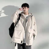 Outdoor jacket Streetwear Coffee Cargo Jacket Men Women Spring Harajuku Coat Korean Fashion Big Pocket Loose Casual 4Colors