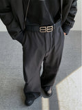Wide Leg Pants Men Simple Baggy Smart Casual High Street Handsome All-match Korean Fashion Daily Full-length Trousers Classic
