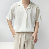 Summer Clothing Men's Light Luxury Draped Shirts Retro Leisure Korean Popular Clothes Button-down Short Sleeve Solid Color