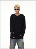 Autumn and Winter Trendy Personalized Hip Hop Round Neck Sweater American Couple Loose Retro Casual Knitted Harajuku Top y2k