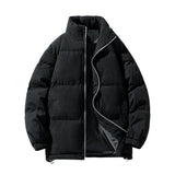Winter Solid Color Parka Men Thick Hooded Jacket New Trend Warm Harajuku Coat Male Casual Zipper Jackets Windproof Outwear
