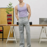 Men's Simple Solid Color Sleeveless Sports Vest Slim Elastic Quick-Drying Breathable Fashion Trend Summer New Men Gym Tops