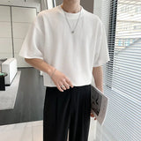 Summer Short Sleeved T-shirt Men Fashion Black White Casual T Shirt Men Streetwear Korean Hollowed Out T Shirt Mens Top