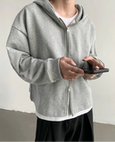 Zip Up Hoodies Men Solid Basic Hooded Outerwears Casual Autumn Korean Fashion Handsome College High Street All-match Hombre Худи