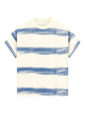 250G Cotton Summer T-shirts Men Korean Fashion Irregular Stripes Basic Tees Y2K Tops Short Sleeve Oversized T Shirts