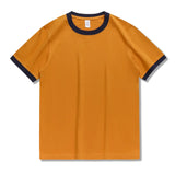 270G Cotton Premium Summer Fashion Patchwork Men's T-shirt Chinese Trendy Couple Style Solid Simple Casual Basic Blank Tees Male