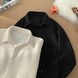 Spring New Men's Shirts Long Sleeve Solid Color Casual Shirt 2025 Plus Size Harajuku Blouse Fashion Unisex Clothes