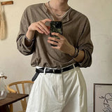 Mens T-Shirt Cotton Casual Thin T-Shirt Daily Basic Breathable Beach Vacation Camping Long-Sleeve Top Men'S Clothing Summer