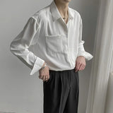 Mature Luxury Korean Clothes Loose Casual Long Sleeve Shirts for Men Spring Trend Ice Silk Drape Mens Shirts Top Quality