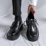 Fashion brand men's genuine leather British style thick soled work shoes for men's comfortable large toe leather shoes