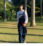 American Retro Large Size Denim Overalls Men's Loose Trend Korean Style Fashion 2025 New High-end Straight Suspender Jumpsuit