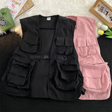 Summer Multi-pockets Cargo Vests for Men Personality Loose Fashion Sleeveless Coat Streetwear Ulzzang Fashion New Chaleco Hombre