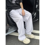 Summer Thin Casual Pants Men Fashion Pink Wide Leg Pants Men Streetwear Hip-hop Loose Straight Ice Silk Pants Mens Trousers