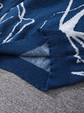 New Popular Autumn and Winter Abstract Crack Graffiti Jacquard Pattern Pullover Sweater Casual Round Neck Knitted Men's Pullover