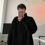 Sweater Jacket Knitted Zipper Cardigan Sweater Stand Collar Solid Color Long Sleeve Thickened Outerwear Casual Sweater Coats Top
