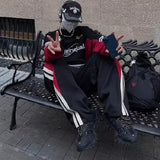 Baggy Two Piece Set for Men Parachute Wide Leg Pants Sweatshirts Outfit Tracksuit Men Polo Vintage Casual Streetwear