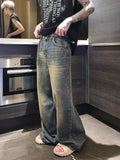 Men's Baggy Straight Jeans Distressed Blue Fashion Youth Streetwear Denim Pants Personality Hip Hop Male Trousers Trendy Brand
