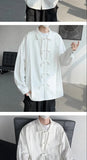 New Classic Shirt Men Clothing Chinese Style Long-sleeved Buttoned Scholar White Shirt Ancient Style Fashionable Casual Blouse