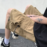 Summer New Japanese Style Large Size Thin Shorts Men Loose Knee Cargo Shorts Hip Hop Streetwear Male Short Trousers