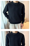 New Korean Retro Men Basic Sweater Luxury Knitted Solid Color O Neck Long Sleeve Pullover Casual Slim Premium Quality Knitwear