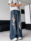 Hip Hop Ripped Baggy Jeans Men High Street Male Distressed Denim Wide Leg Pants Casual Trousers Vintage Streetwear Loose