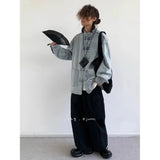 Chinese Style Denim Jacket Spring Autumn Denim Jacket Gradient Washed Japanese Casual Large Pocket New Chinese Tang Style Jacket