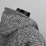 New Autumn Men Textured Hooded Sweatshirt Jacket Light Luxury Harajuku Zip-up Leisure Fashion Long Sleeve Hoodie Crop Coat M-2XL