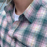 Unisex Oversized Retro Plaid Shirt Coat Men's Long Sleeve Casual Loose Fit Fashion Japanese Korean Style Sun Protection Clothing